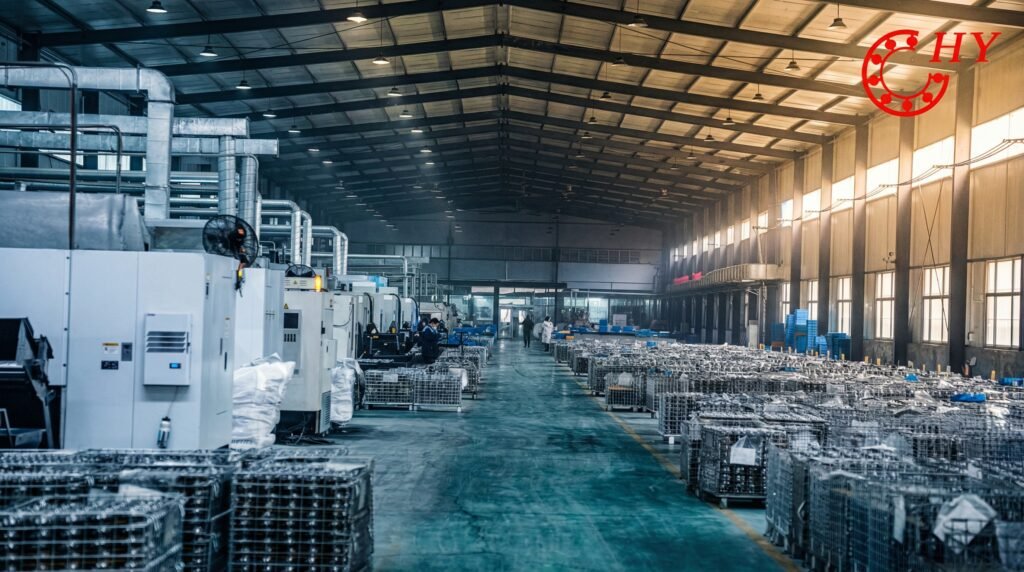 The panoramic view shows the grand scale of the factory and the neat production lines.