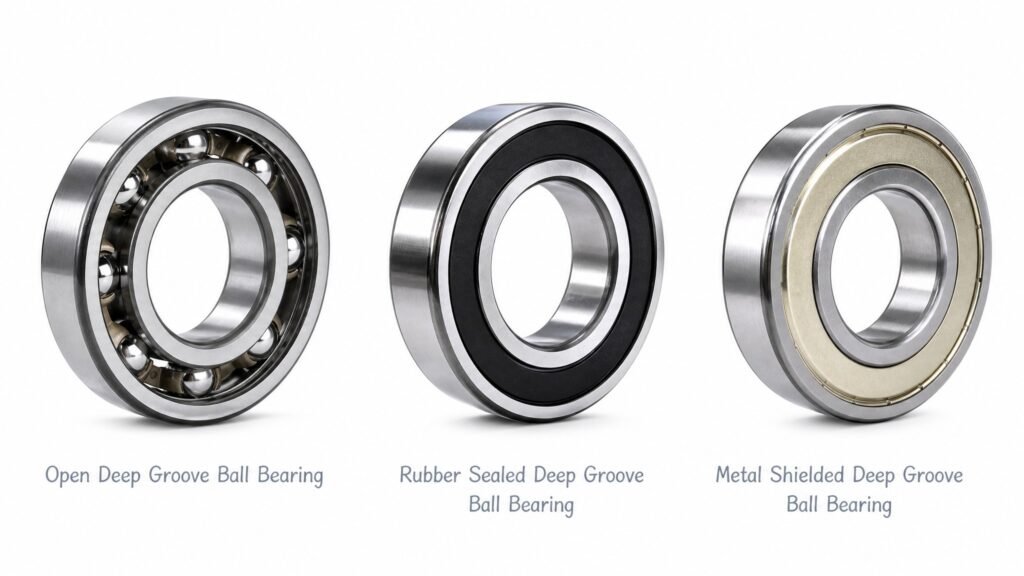 HJDP Deep Groove Ball Bearings - Professional Alternative to SKF NSK NTN: Open type, 2RS Rubber Sealed, and ZZ Metal Shielded.