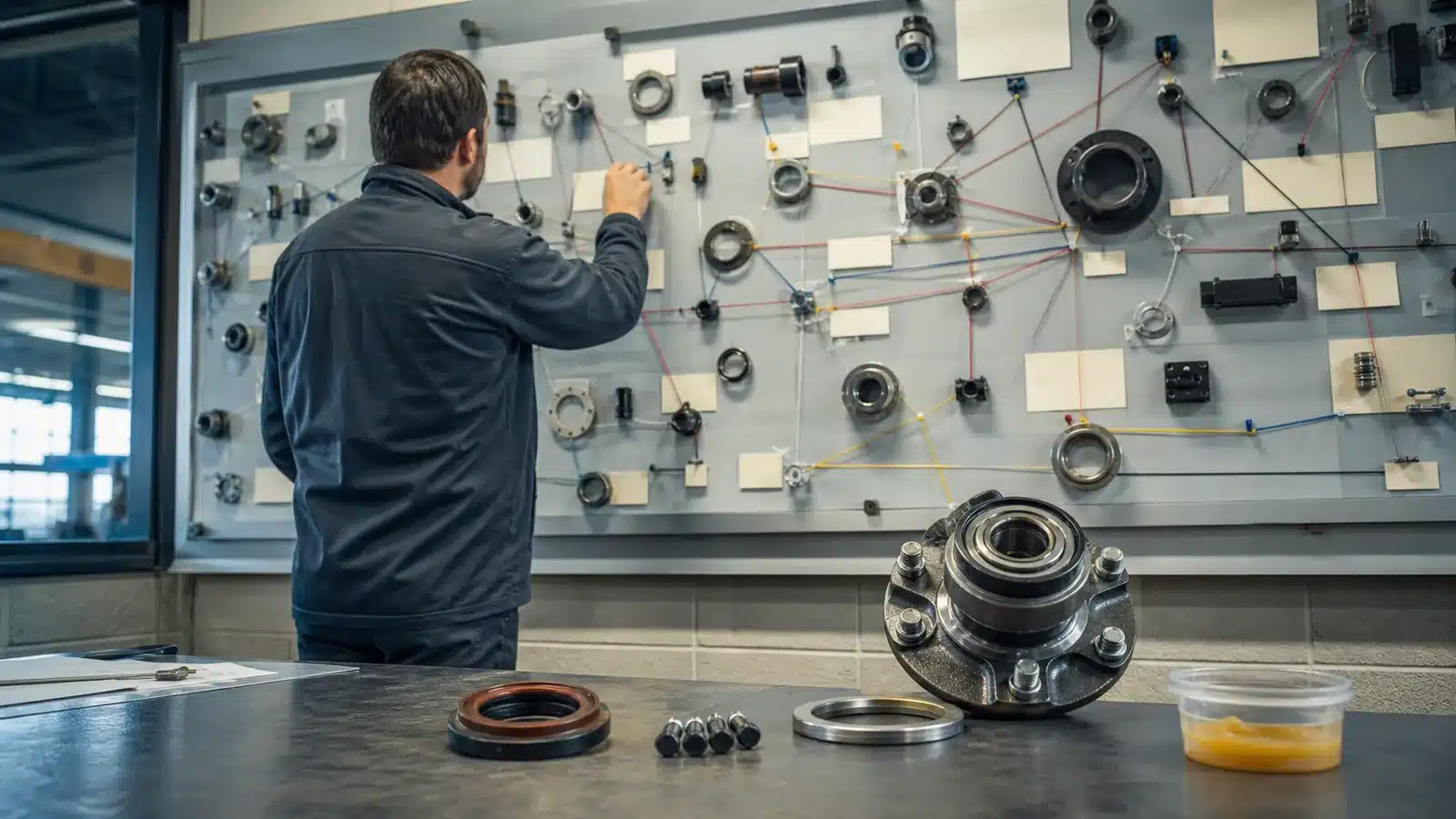 Supply chain analyst mapping wheel hub components and outside process suppliers