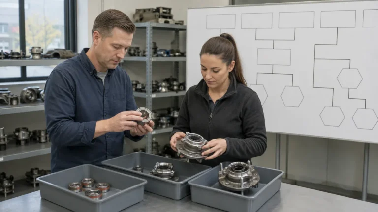 Aftermarket product data team sorting unbranded wheel hub bearing and hub assembly records into controlled categories