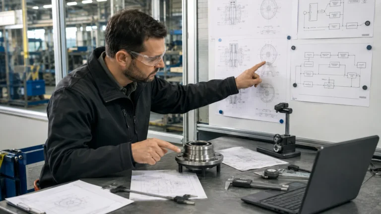 Quality engineer mapping unbranded wheel hub drawing characteristics to a controlled manufacturing plan